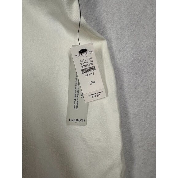 Talbots Petite Women's White Pants Slimming Flat Front Stretch Size 12P New NWT - Picture 6 of 9